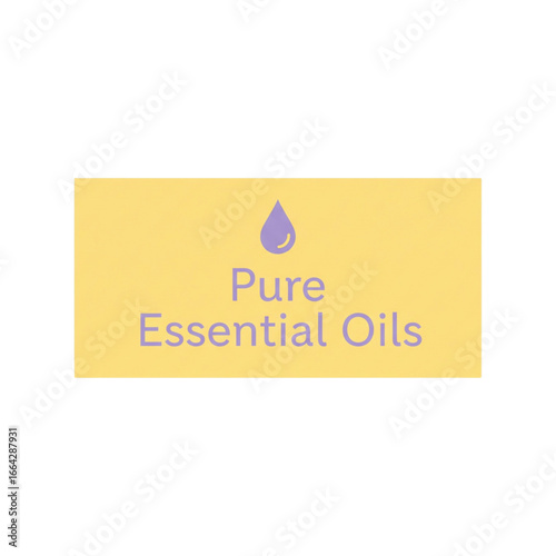 Pure Essential Oils Vector Label with Droplet Icon