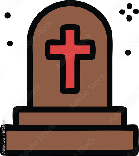 In Memoriam: A simple yet poignant illustration of a tombstone marked with a prominent cross, conveying solemnity and remembrance. The somber scene evokes feelings of reflection and bereavement.