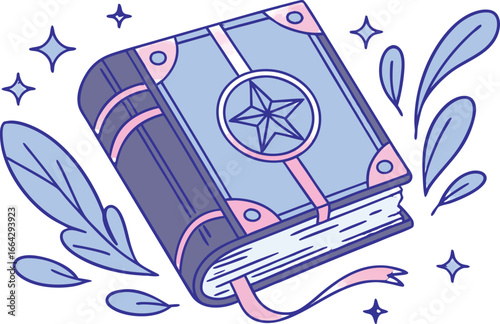 Enchanting anime book with mystical floating runes and radiant glow silhouette