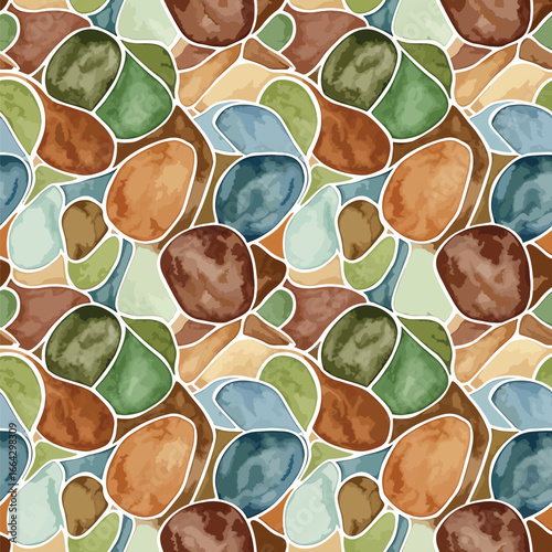 Seamless Pattern, Seamless pattern of colorful stones with white grout lines for backgrounds and designs Stock royalty free.