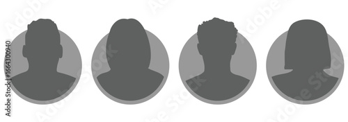 Vector set of user profile silhouettes for social web avatars. People portraits vector illustration. profile picture User avatars in circles. Collection of male and female human profile face icons. 