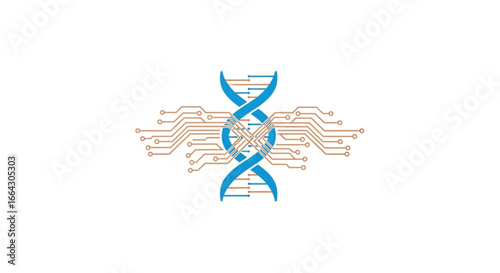 Dna technology circuit board vector illustration for science and medical research innovation concept design