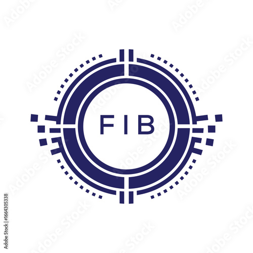 FIB Modern Abstract Circular Technology Logo Design with FIB Letter Logo.
