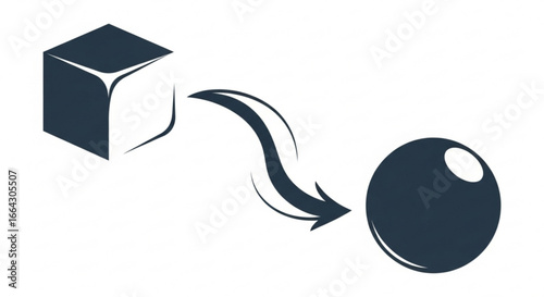 Cube to sphere transformation process vector illustration for graphic design and concept art use