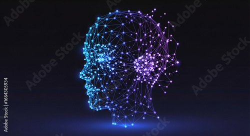 Artificial intelligence head with neural network connection for ai technology concept design