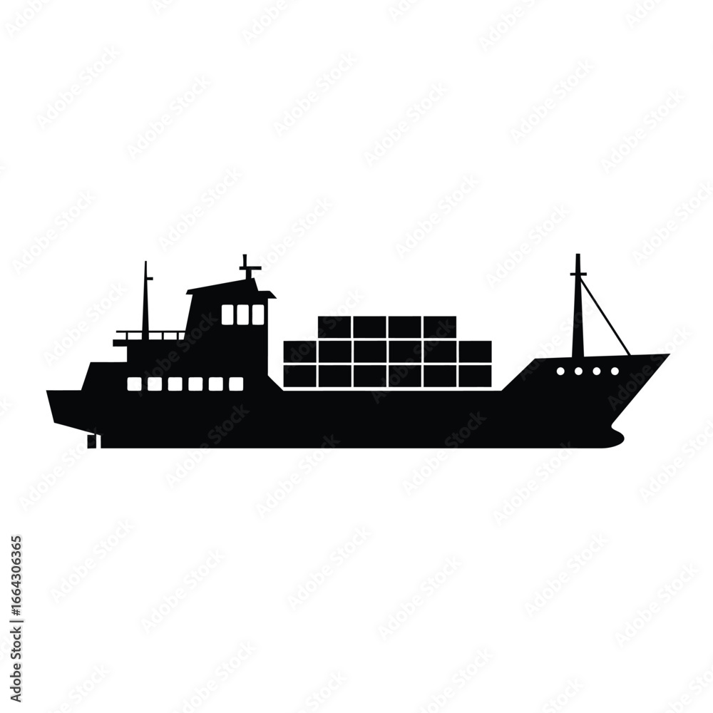 Fototapeta premium Black cargo ship carrying containers vessel transport