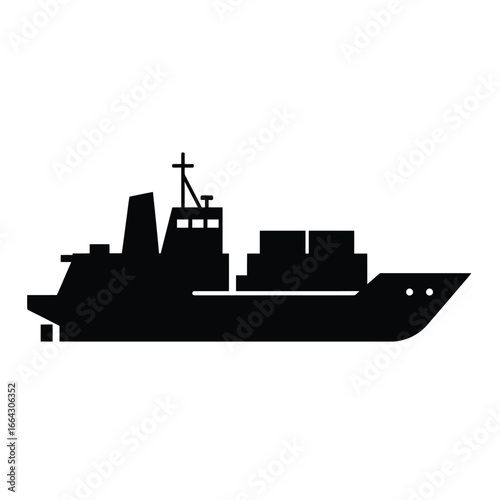 Black cargo ship silhouette vessel transport