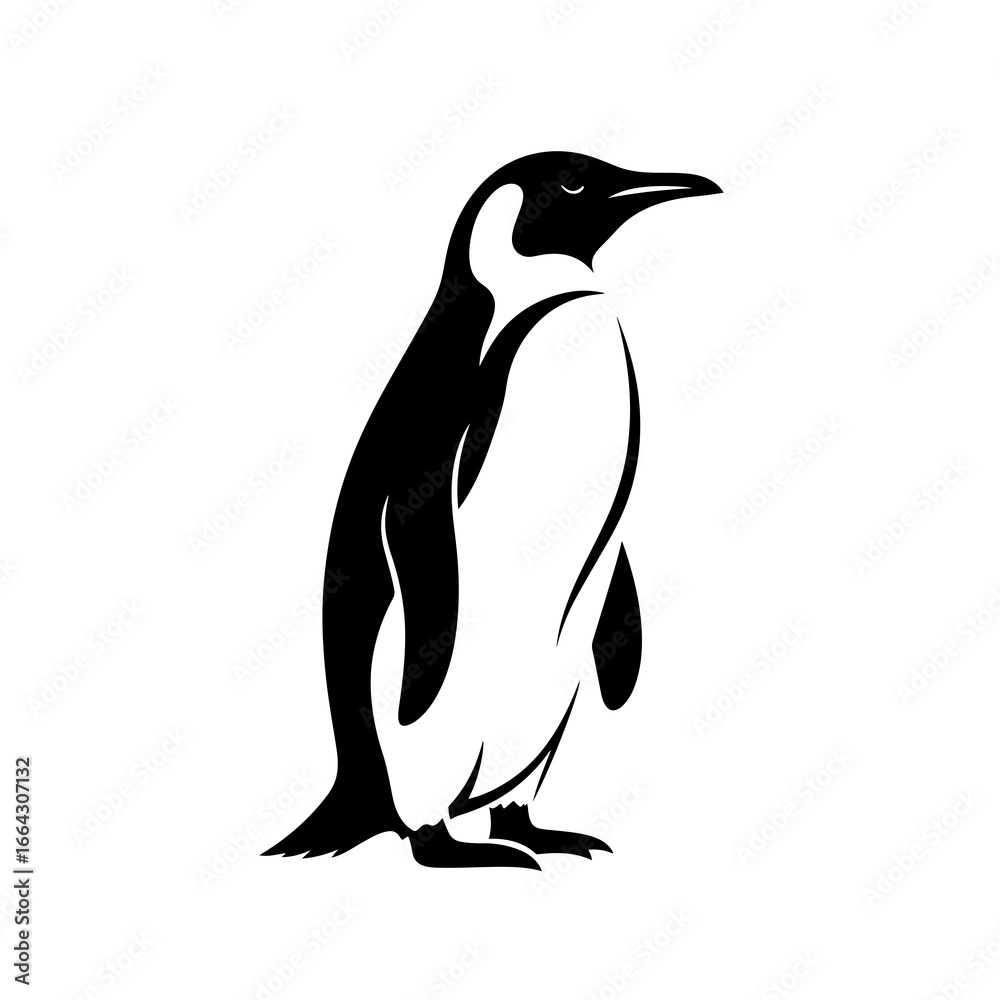 Obraz premium A silhouette of a penguin in standing pose. Isolated penguin tattoo design.