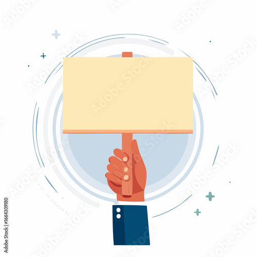 Hand Holding Blank Protest Sign
