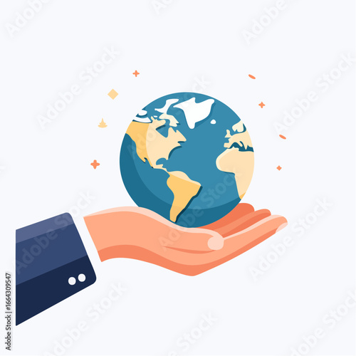 World Held In Hand Illustration