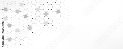 Graphic design element with abstract geometric background of simple hexagon pattern