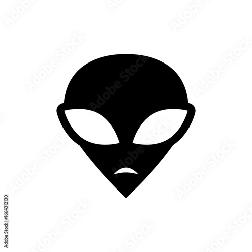 Extraterrestrial alien face icon isolated on white background