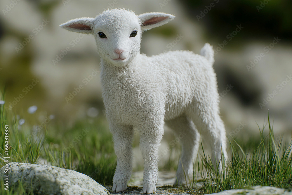 Obraz premium Realistic white sheep.