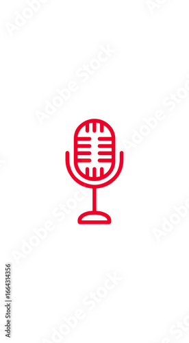 Red microphone icon against black background