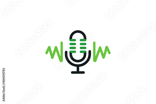 Microphone icon with green sound waves