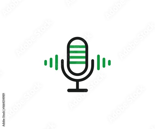 Simple microphone icon with sound waves graphic design