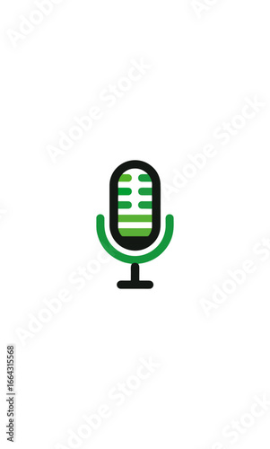 Green microphone icon isolated background