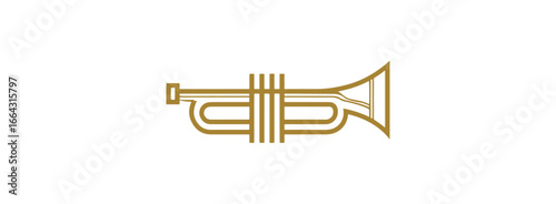 Gold trumpet graphic illustration