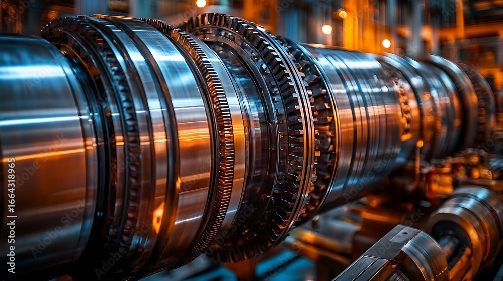 Obraz premium Industrial Turbine Rotor Precision Engineering CloseUp.