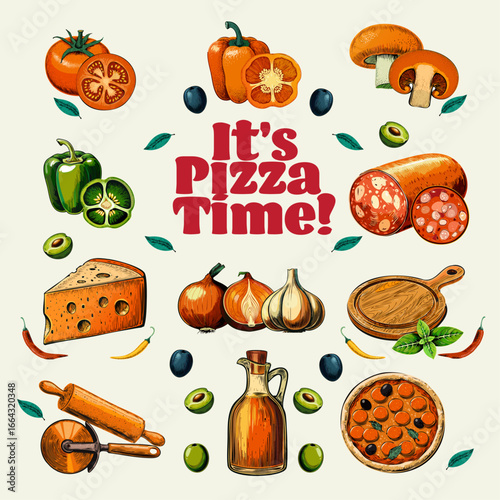 Pizza Ingredients — Artistic Style