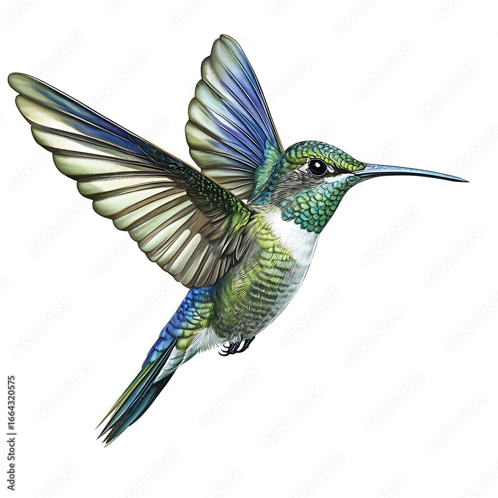 Fototapeta premium Hummingbird in flight, vibrant colors