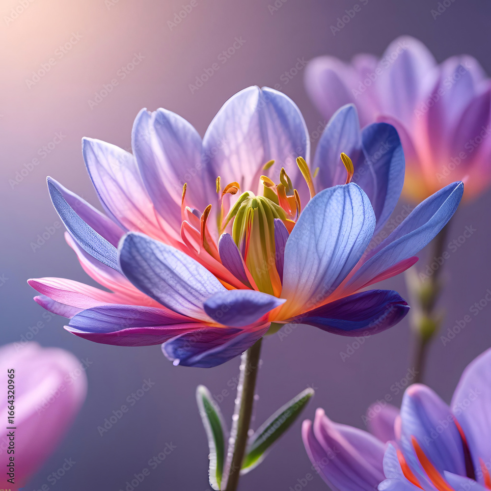 Fototapeta premium A vibrant and detailed close-up image of a beautiful purple flower showing its delicate petals and rich color