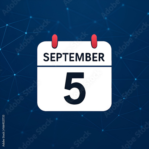 September 5 calendar icon on a blue technology network background