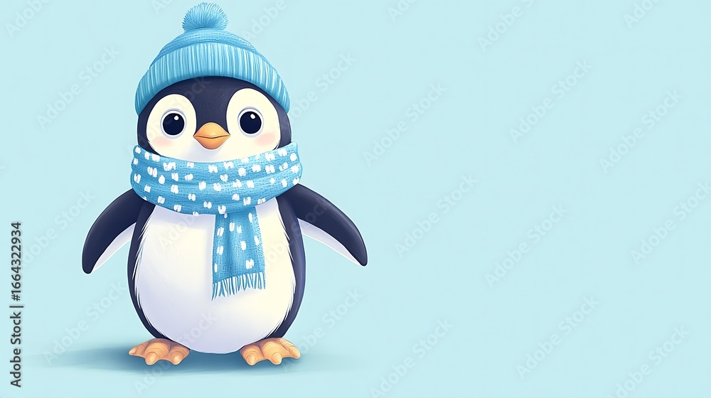 Fototapeta premium Cute penguin in winter wear (1)