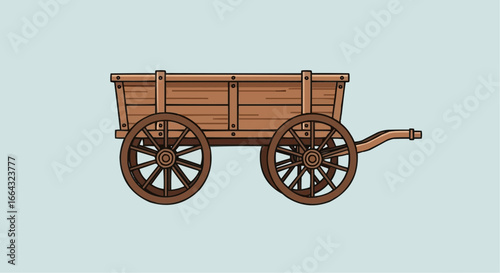 Side view of a vintage wooden wagon.