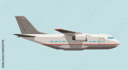 Side view of a large turboprop cargo airplane in flight.