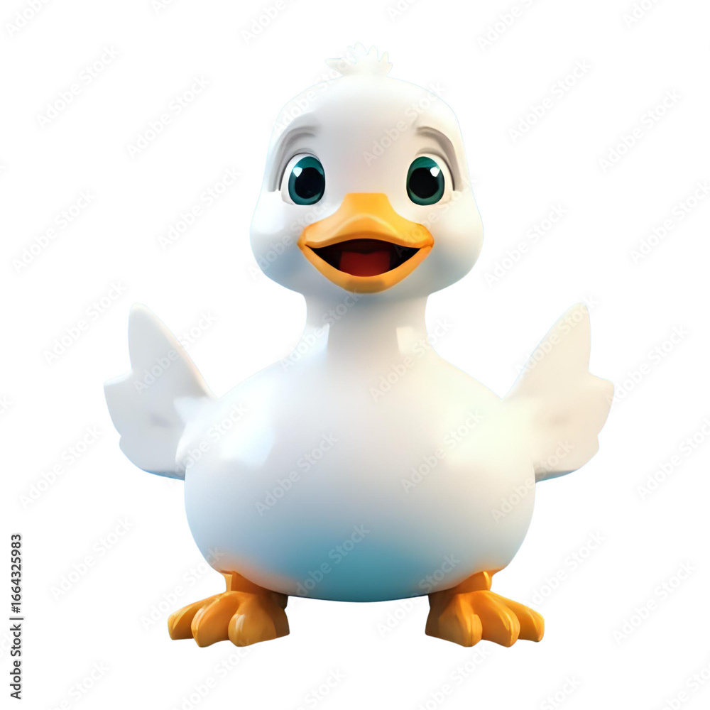 Fototapeta premium a happy white 3D duck isolated on a transparent background