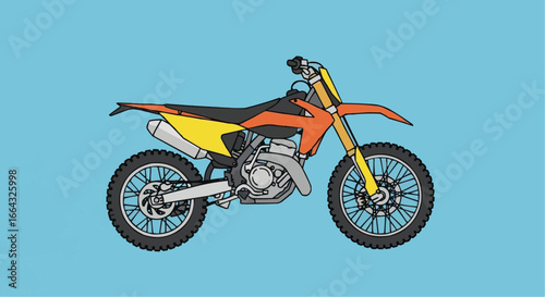 Side view of a colorful motocross motorcycle illustration.