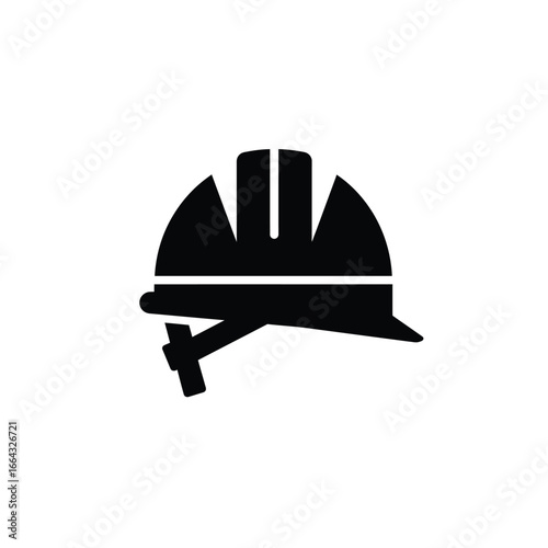 Black hard hat safety headwear vector
