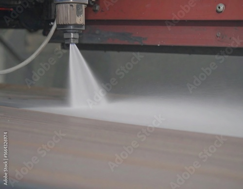 Industrial painting process, spraying paint on metal surface