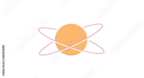 Atom model illustration for science education and physics concepts with orbiting electrons graphic design