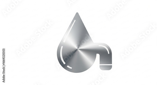 Silver water drop faucet plumbing fixture vector illustration for sanitation and conservation needs