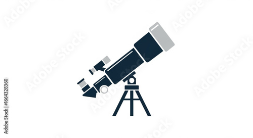 Telescope vector image for astronomy stargazing and science observation with tripod for exploration use