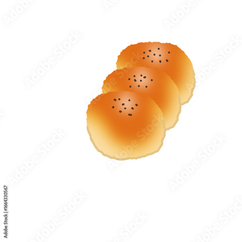 bun with sesame seeds realitic drawng transparent background