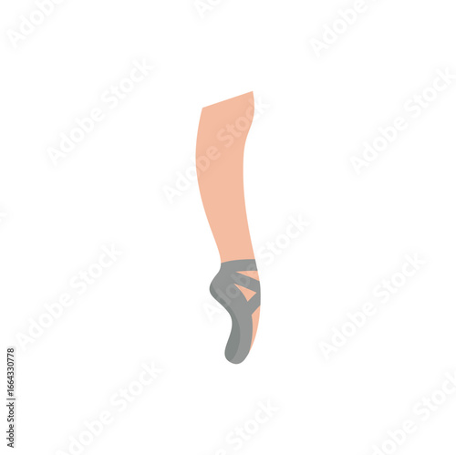 Ballerina pointe shoes. Cartoon ballet dancer legs. Vector illustration.
