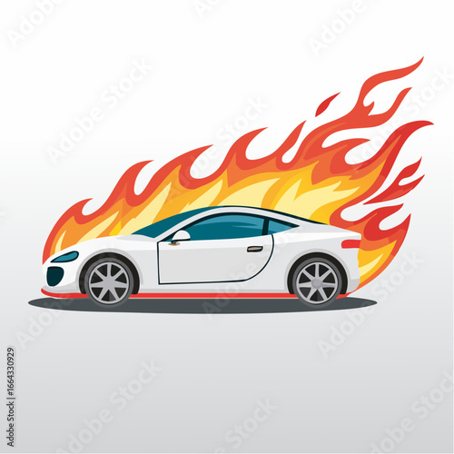 Sports car Speed fire flame decal vinyl sticker.
