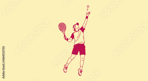 A tennis player leaps high, racket poised, to serve the ball.