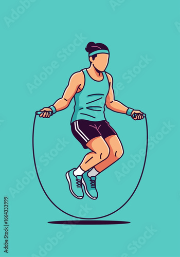 A stylized illustration of a person jumping rope, showcasing athleticism and fitness.