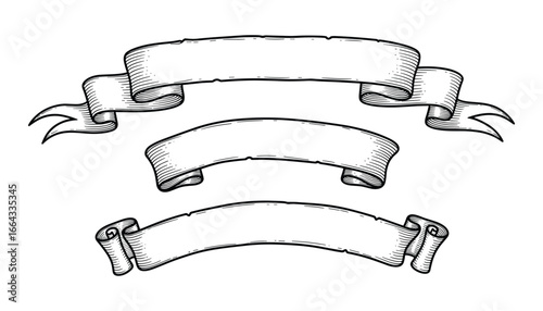 Old parchment banners for messages, announcements or headlines. Isolated vector illustration.