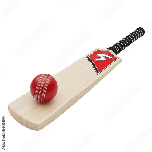 Cricket bat and ball isolated on transparent background