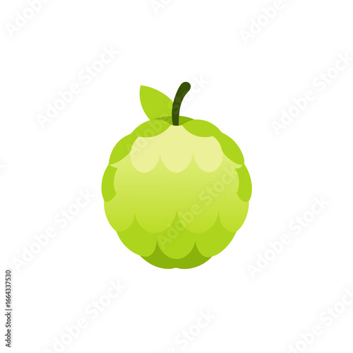 Custard Apple Sugar Apple Flat Vector Illustration, Exotic Tropical Fruit Clipart