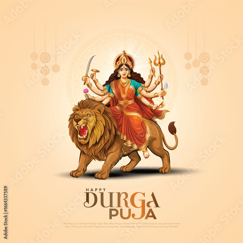Hindu goddess for happy Durga Puja festival.