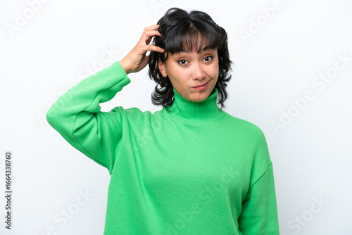 Canvas Print Young Argentinian woman isolated on white background with an expression of frust