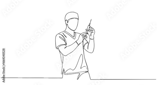 A doctor administering an injection with a syringe.
