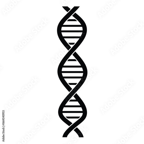 Black D N A helix on white molecule biology