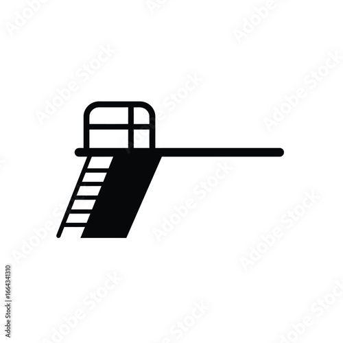 Diving board platform with ladder black